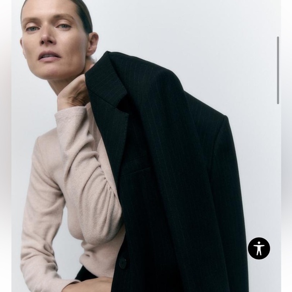 Zara Soft Mock Neck Beige Ivory Tan Marl Longe Sleeve Top Women’s Size Large - Picture 2 of 7